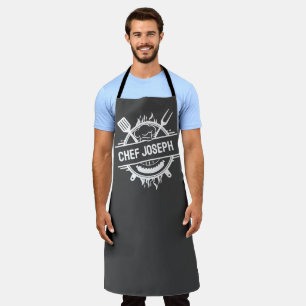 Custom Gray Name Chef Grill Cook Father's Day Gift Apron