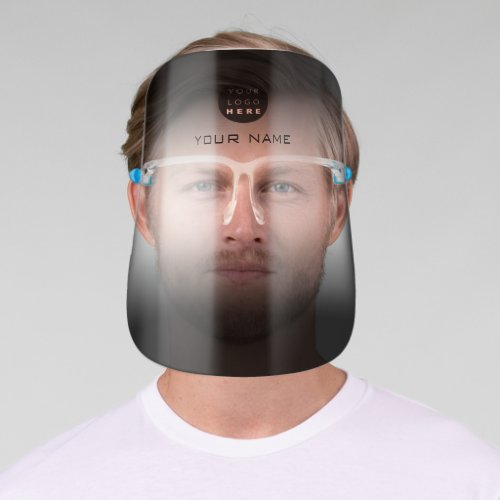 Custom Gray Name Logo Covid19 Black Ombre Face Shield