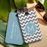 Custom Gray Pastel Blue Chevron Pattern Monogram Luggage Tag<br><div class="desc">Travel in style with this colorful design and an area for monograms. If you need to adjust the artwork or change the font,  you can click on the design tool where you can make many changes.</div>