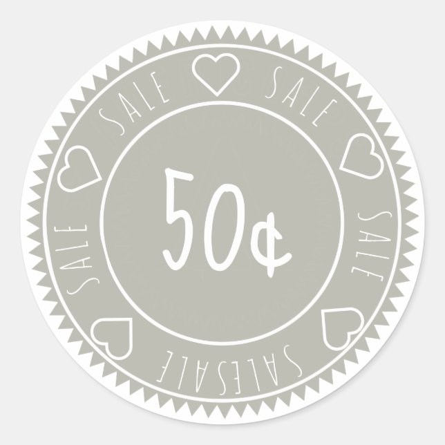 Custom Gray Sale Price Classic Round Sticker (Front)