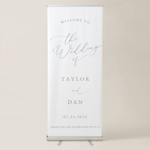 CUSTOM Gray Silver Minimalist Welcome to Wedding Retractable Banner