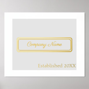 Custom, gray/silver with gold lettering office foil prints