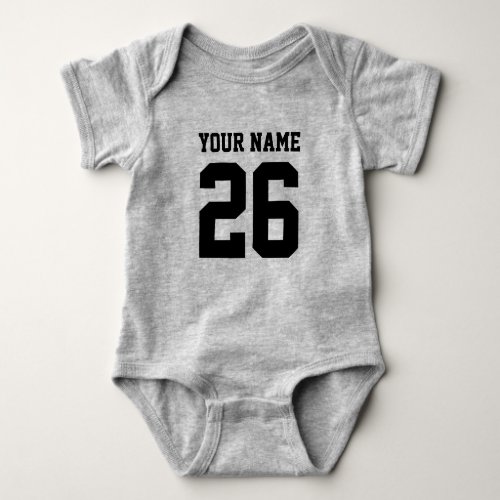 Custom gray sports football jersey baby bodysuits