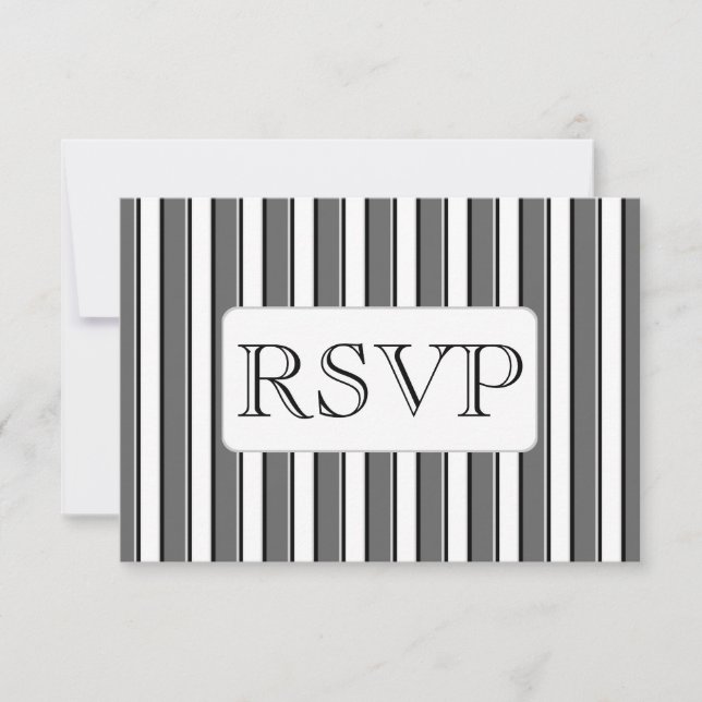 Custom Gray Stripe RSVP Cards (Front)
