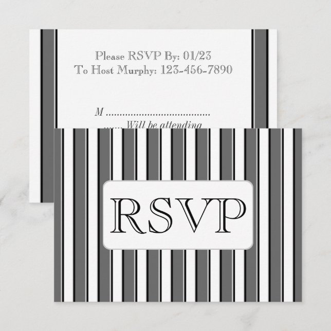 Custom Gray Stripe RSVP Cards (Front/Back)