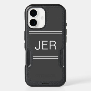 Custom Gray Template Monogrammed Initials Modern iPhone 16 Case