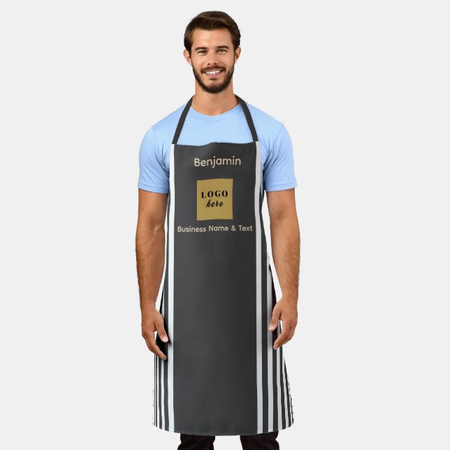 Custom Gray & White Stripe Apron (Worn)