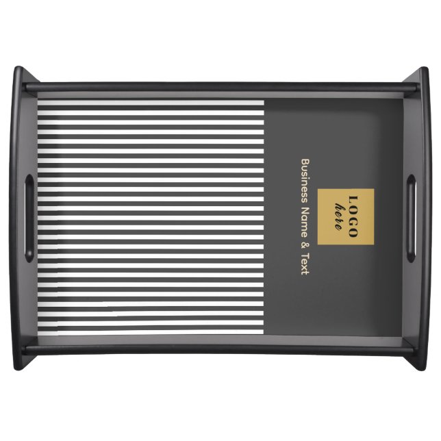 Custom Gray & White Stripe Serving Tray (Front)