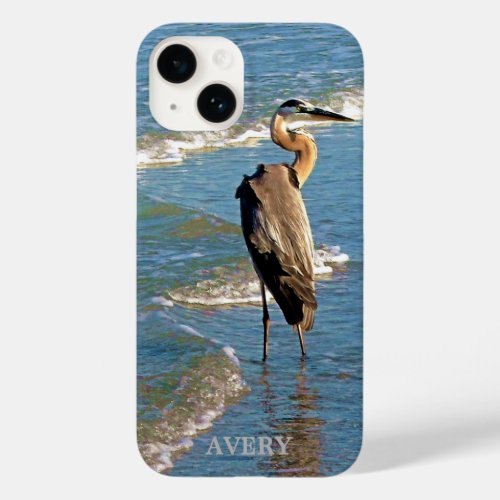 Custom Great Blue Heron Florida Gulf Waters Name Case_Mate iPhone 14 Case