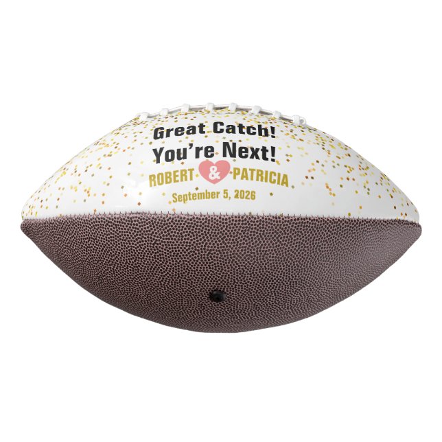 Custom Great Catch You’re Next Couple Name & Photo Football (Rotated 270)