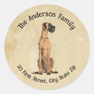 Custom Great Dane Dog Pet Animal Art Classic Round Sticker