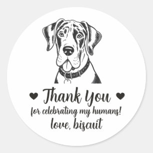 Custom Great Dane Dog Wedding Favor Stickers
