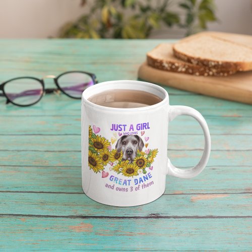 Custom Great Dane Lover Sunflower Trainer Floral Coffee Mug