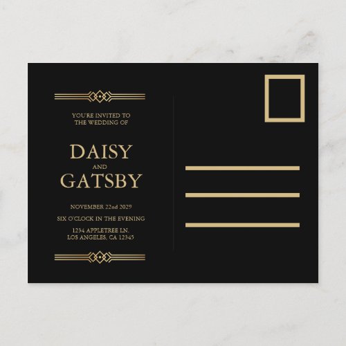 Custom Great Gatsby 1920s Save the Date Postcard