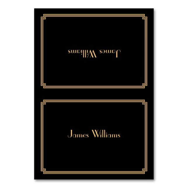 Custom Great Gatsby Art Deco Black Place Cards (Front)
