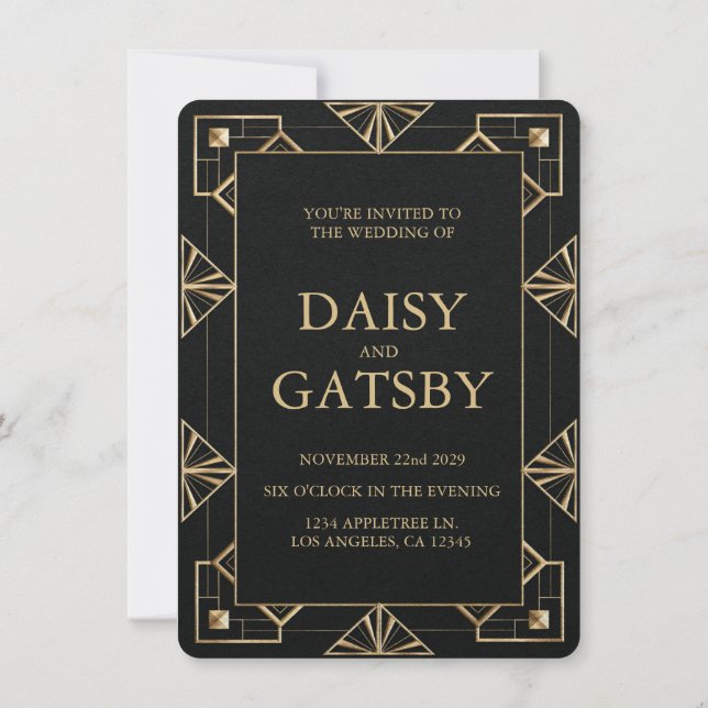 Custom Great Gatsby Save the Date Invitation (Back)