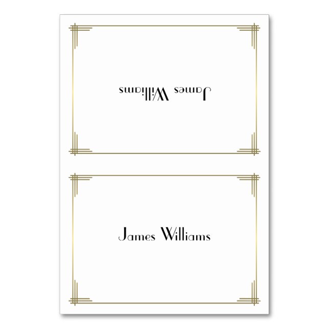 Custom Great Gatsby White Art Deco Place Cards (Front)