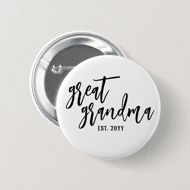 Custom Great Grandma Est. Modern Script Typography Button (Front & Back)