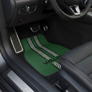 Custom Green And Black Race Sport Striped  Car Floor Mat