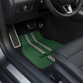 Custom Green And Black Race Sport Striped Car Floor Mat