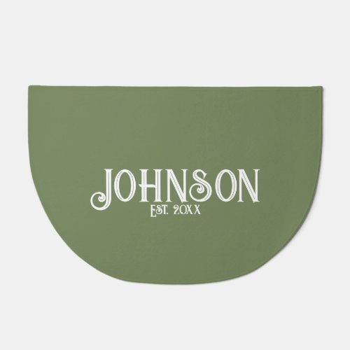 Custom Green and White Family Name Doormat