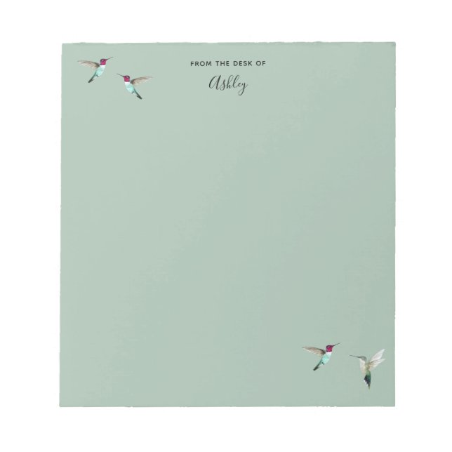 Custom Green Anna's Hummingbirds Notepad (Front)