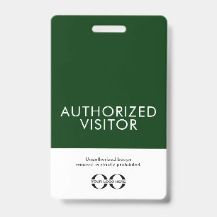 Custom Green Authorized Visitor Badge with Logo