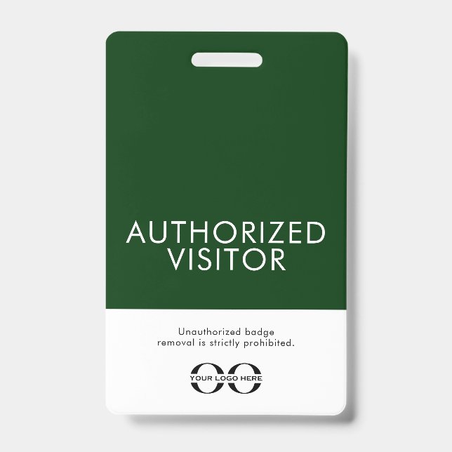 Custom Green Authorized Visitor Badge with Logo (Front)