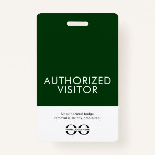 Custom Green Authorized Visitor Badge with Logo