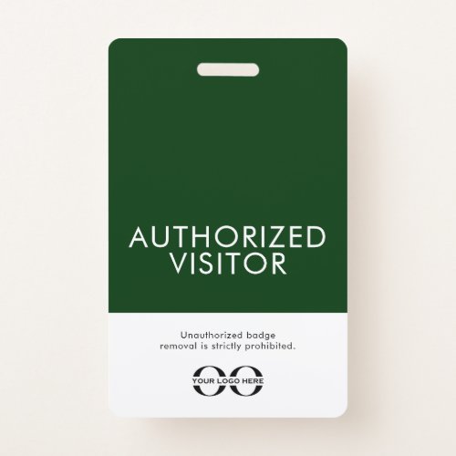 Custom Green Authorized Visitor Badge with Logo