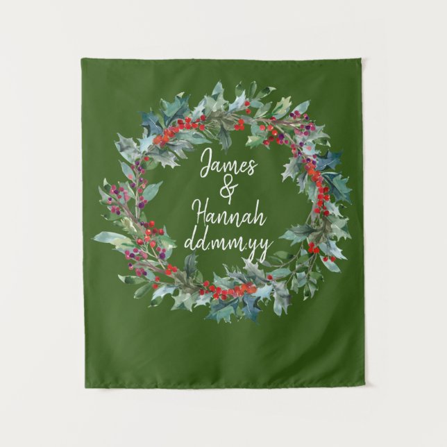 Custom Green Backdrop Winter Wedding Photo Booth (Front)