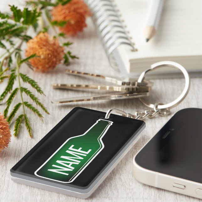 Custom green beer bottle acrylic keychain gift (Front Right)