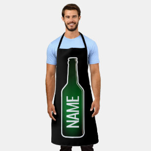 Custom green beer bottle BBQ apron for men