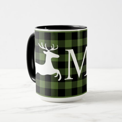 Custom Green Black Buffalo Lumberjack Check Plaid Mug