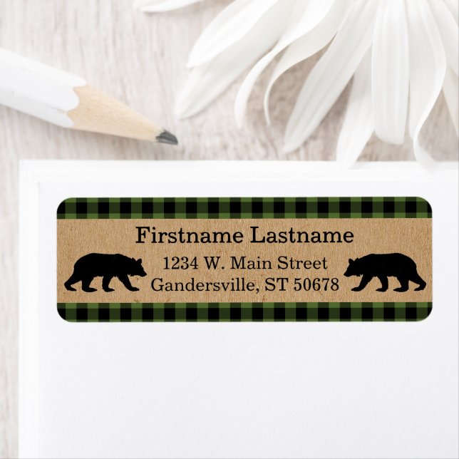 Custom Green Black Country Check Plaid Pattern Label (Insitu)