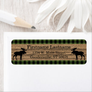 Custom Green Black Country Check Plaid Pattern Label