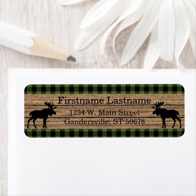 Custom Green Black Country Check Plaid Pattern Label (Insitu)