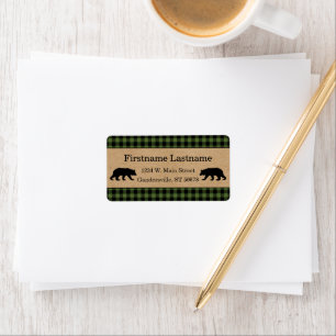 Custom Green Black Country Check Plaid Pattern Label