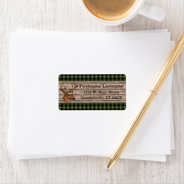 Custom Green Black Country Check Tartan Pattern Label (Insitu)