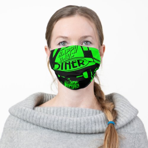 Custom Green Black Diner Face Mask