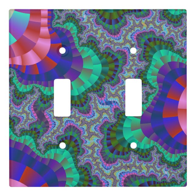 Custom Green Blue Gear Double Light Switch Cover (Front)