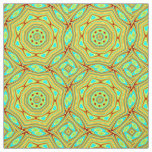 Custom Green Blue Orange Geometric Circle Flower Fabric