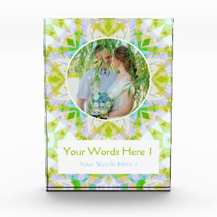 Custom Green Blue Star Wedding Marriage Gift Photo Block