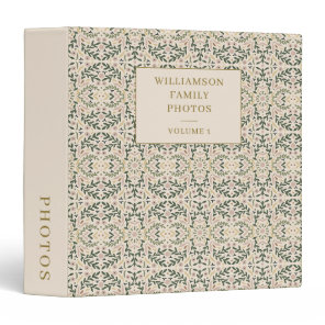 Custom Green Botanical Vintage Family Photo Album 3 Ring Binder