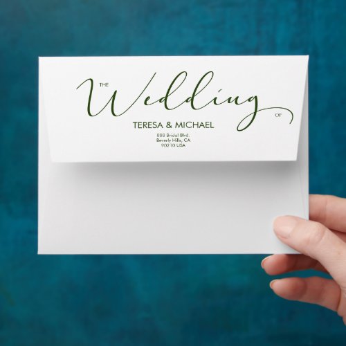 Custom Green bride groom names return address Envelope