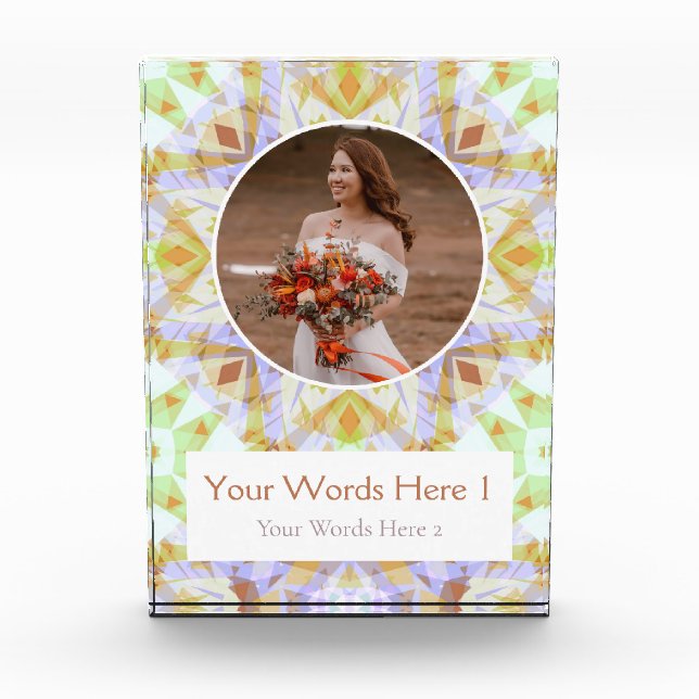 Custom Green Brown Star Wedding Marriage Gift Photo Block (Front)