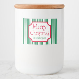 Custom Green Christmas Food Jar Gift Labels