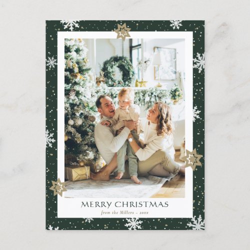 Custom Green Christmas Holiday Photo Postcards