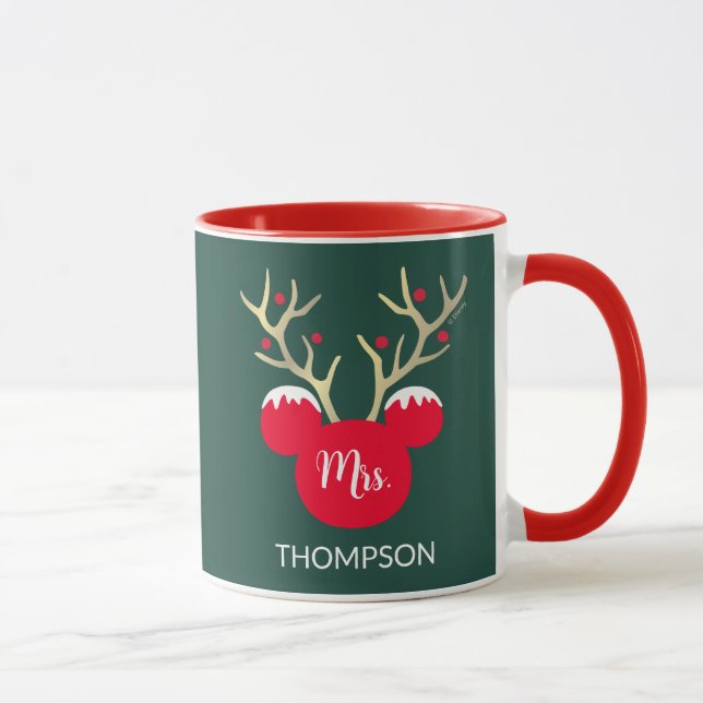 Custom Green Christmas Mickey | Mrs. Wedding  Mug (Right)