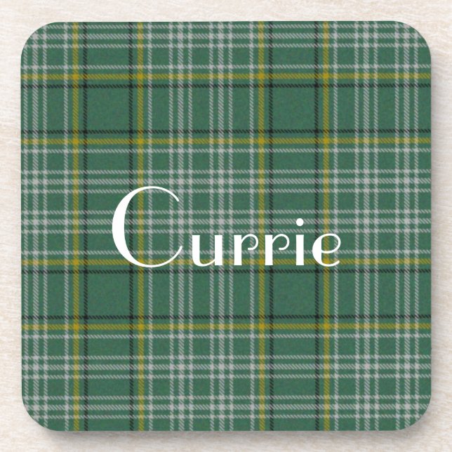 Custom Green Clan Currie Plaid Coaster (Front)